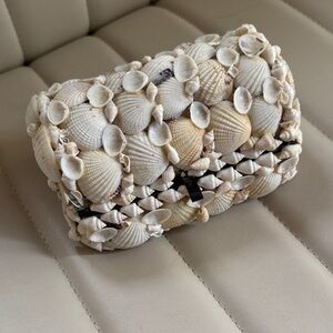 Sea Shell Embellished Box Clutch Jewelry Holder Nautical Case